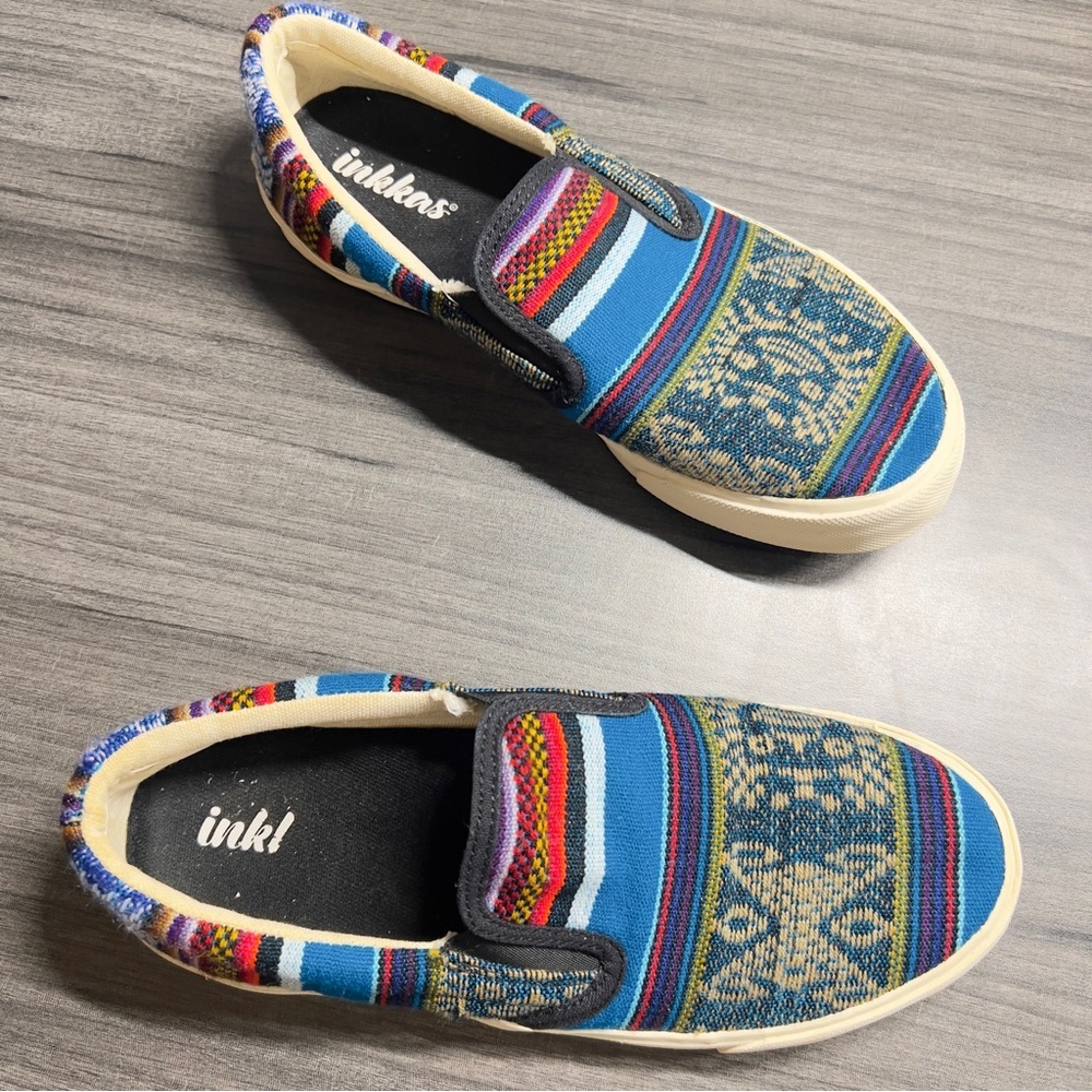 INKKAS Women 7 Multi Colored Slip In Canvas Sneaker Shoe